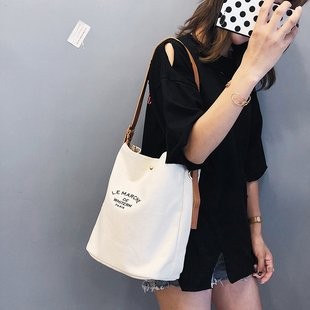 New canvas bag female single shoulder crossbody fashion handbag tide Korean literary small fresh printing recycled bag