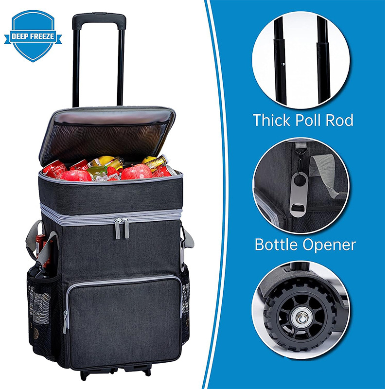 Roller cooler leak proof insulation with roller ice wrap beach camping outdoor folding insulation cooler bag