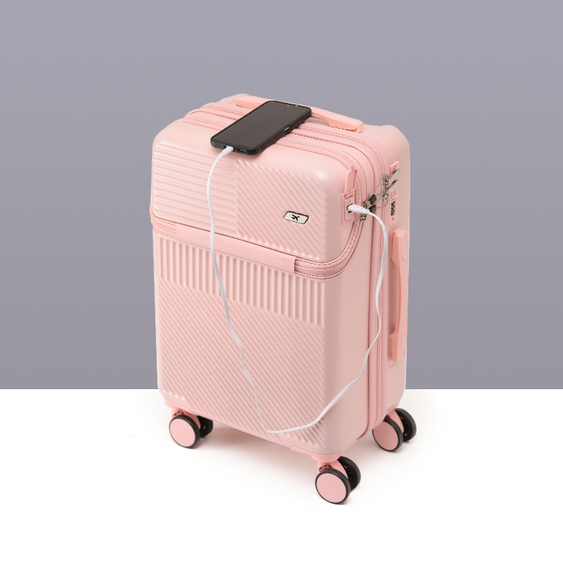 Front opening trolley box, universal wheel travel box, 24 inch password box, 20 inch boarding case, zipper, lightweight luggage