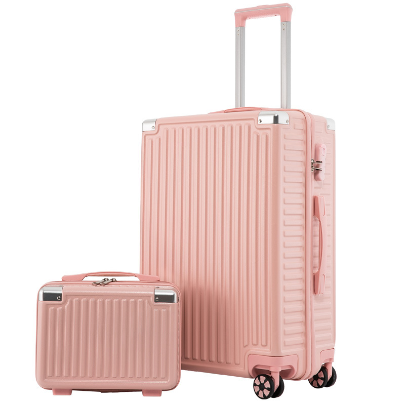 2023 new fashion trolley case female students luggage zip suitcase leather case 24 inch 26 travel luggage sets 3 piece